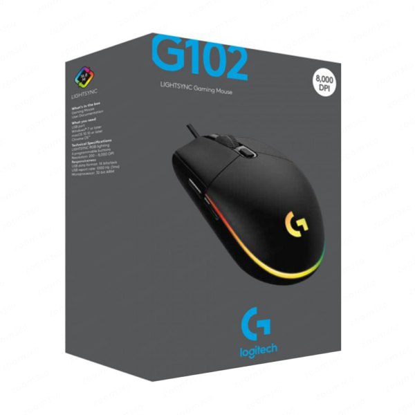 Logitech G102 Lightsync Programmable Wired USB Gaming Mouse- (1Y)