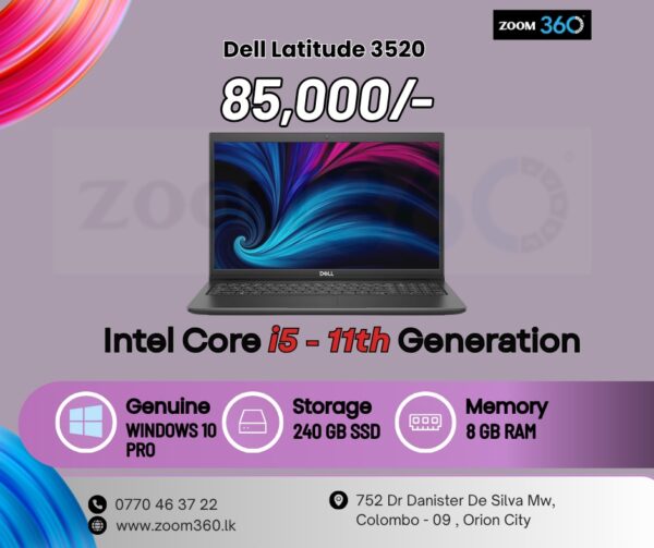 Dell Used Laptop Dell Latitude 3520 i5/11Gen/8GB/256/Win10 pro