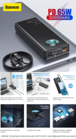 Baseus 30000mAh 65W Amblight Digital Display Quick Charge Power Bank - Image 5