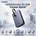 UGREEN 20000mAh 20W Power Bank with Integrated Type-C Cable - Image 7