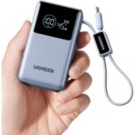 UGREEN 10000mAh 55W Nexode Pro Smart Digital Display Mini Power Bank with Build-in Type-C Cable