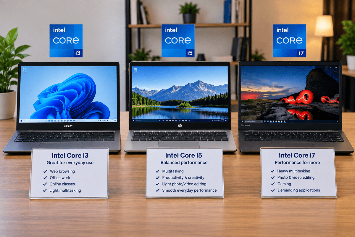 i3 vs i5 vs i7 Intel processor comparison for laptops 